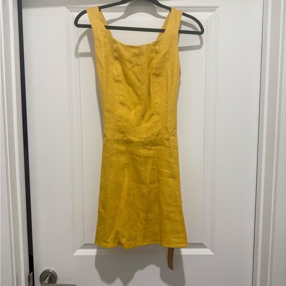Reformation Amorette Linen Dress - yellow (size 2)